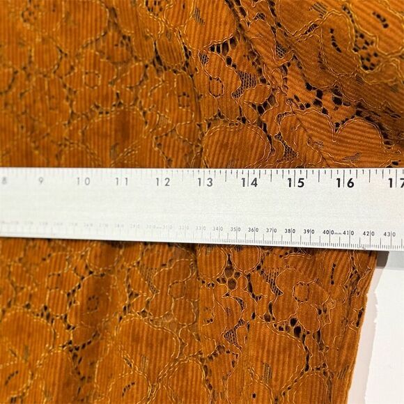 Dolan Burnt Orange Puff Sleeve Lace Top Small Corded Floral Boho Romantic Fall - Picture 4 of 8